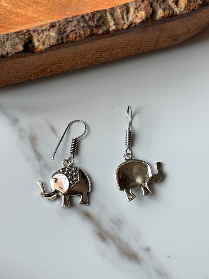 Elephant Drop Hook Earrings in 925 Sterling Silver | Elegant Sterling Silver Design