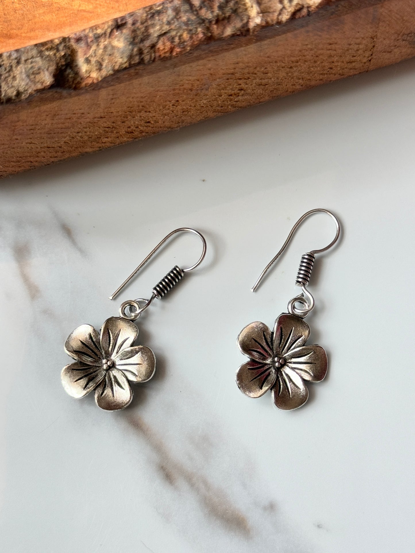 Sterling Silver Flower Drop Earrings | 925 sterling silver