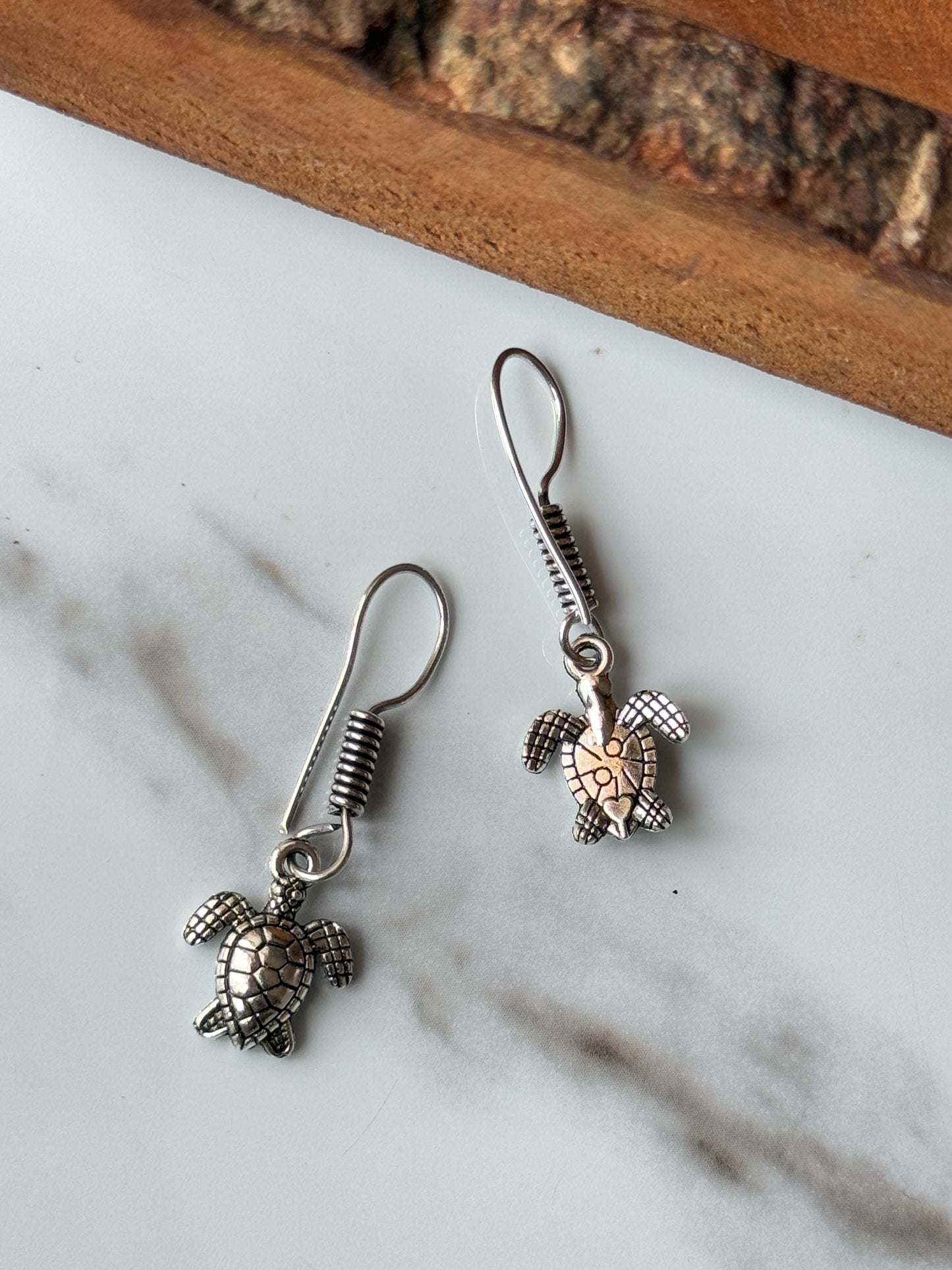 Sterling Silver Tortoise Drop Earrings | 925 Sterling Silver