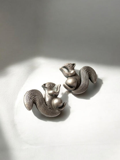 Squirrel German Silver Stud Earrings