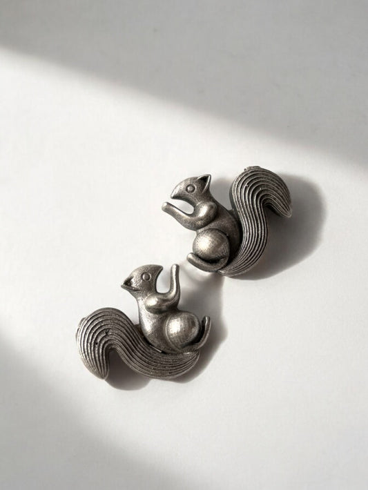 Squirrel German Silver Stud Earrings