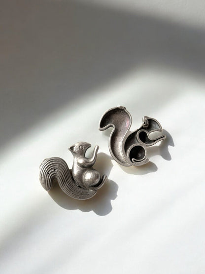 Squirrel German Silver Stud Earrings