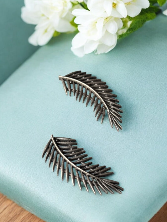 Feather German Silver Earrings
