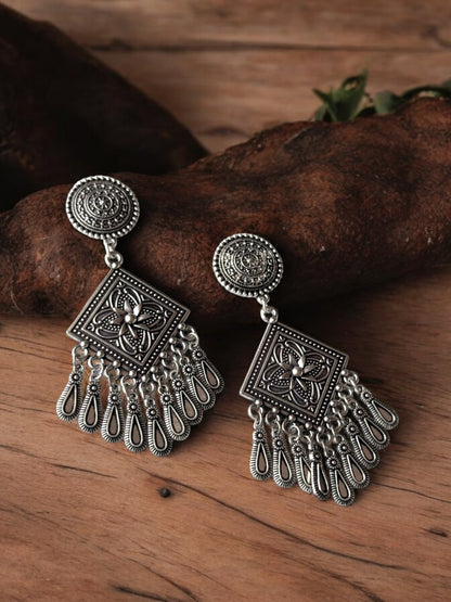 Silver-Plated Contemporary Drop Earrings