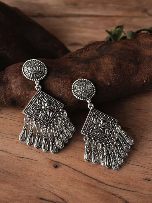 Silver-Plated Contemporary Drop Earrings