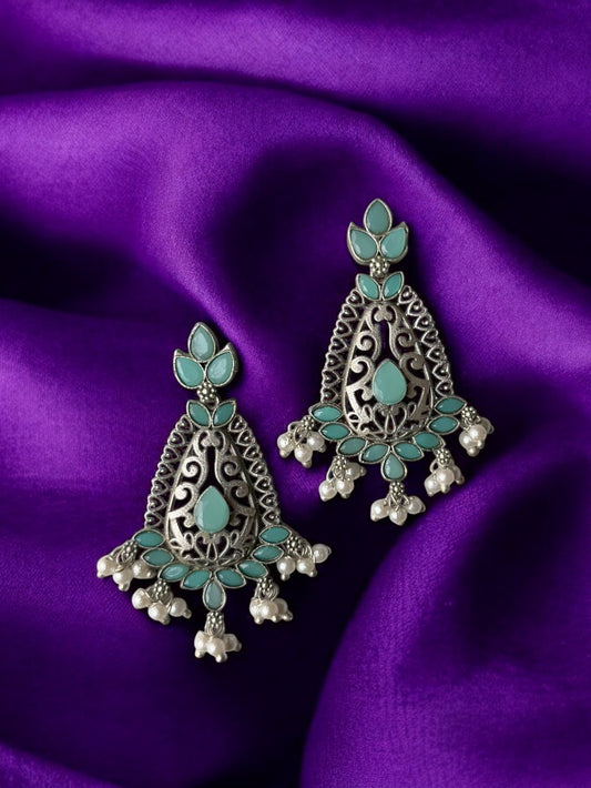 Blue Turquoise Silver Replica Earrings