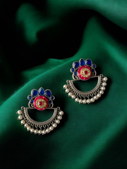 Silver Replica Dangling Pearls Earrings