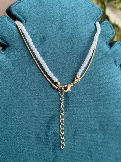 Pearl Two-Layered Chain Statement Classic Necklace with Star Pendant