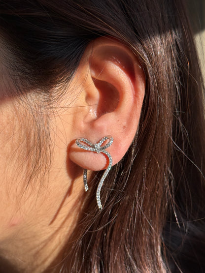 AD Stone Embedded Bow Earrings | Anti-Tarnish & Waterproof