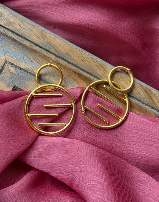 Golden Brass Statement Earrings