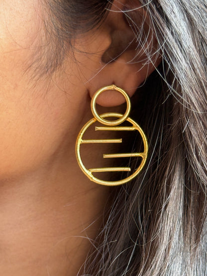 Golden Brass Statement Earrings