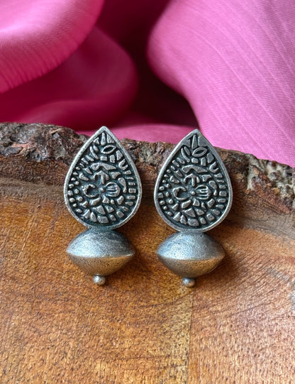 German Silver Antique Stud Earrings