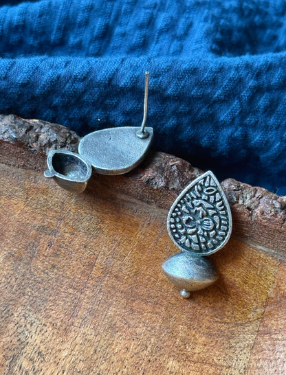 German Silver Antique Stud Earrings