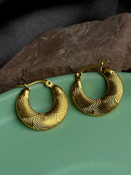 Self-Engraved Anti-Tarnish Hoop Earrings