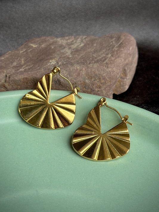 Radiant Leaf Anti-Tarnish Hoop Earrings