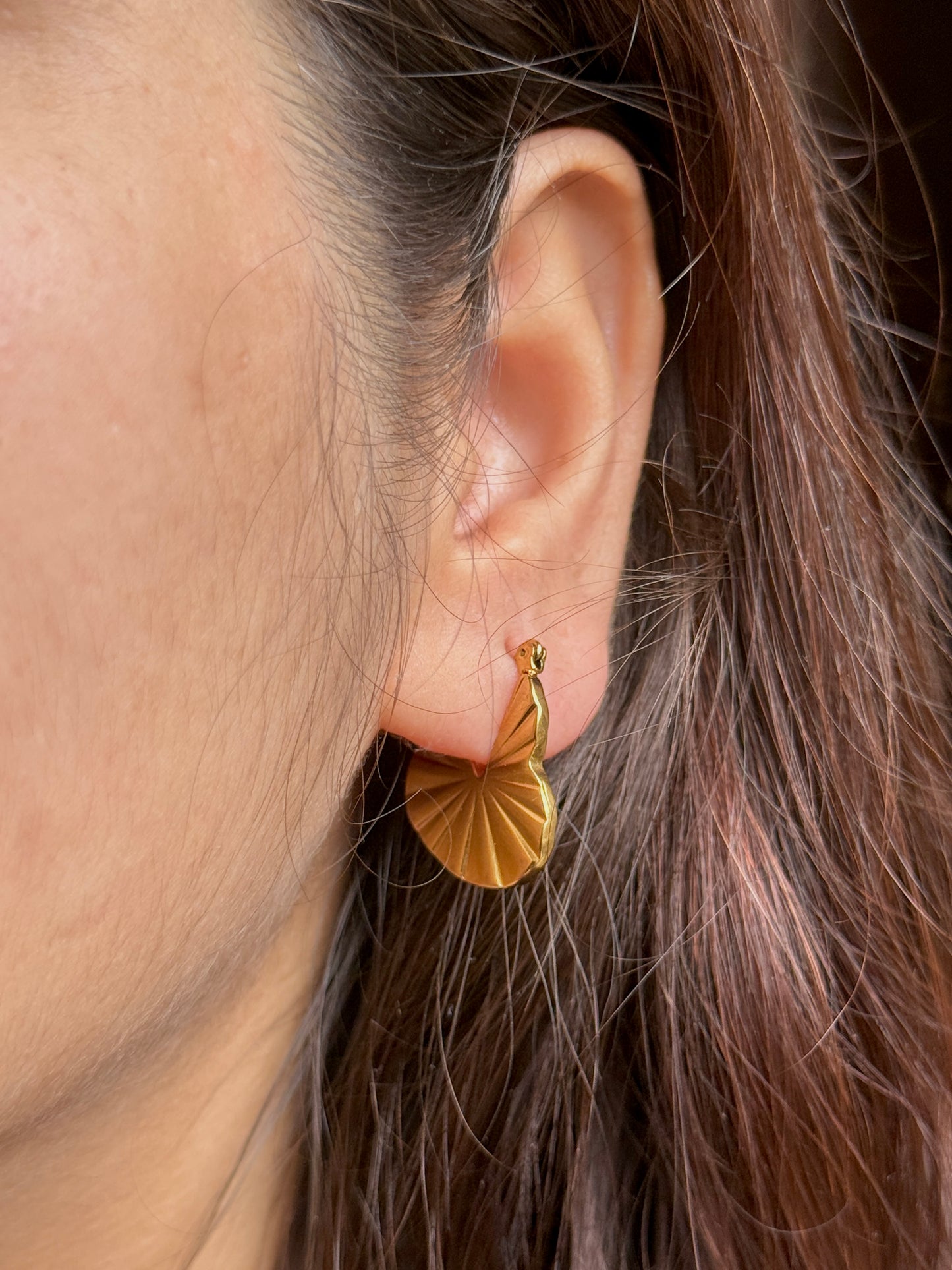 Radiant Leaf Anti-Tarnish Hoop Earrings