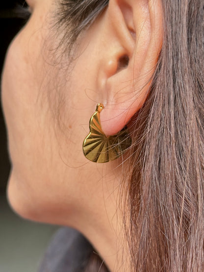Radiant Leaf Anti-Tarnish Hoop Earrings