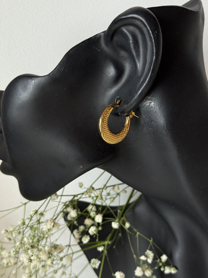 Elegant Engraved Anti-Tarnish Hoop Earrings