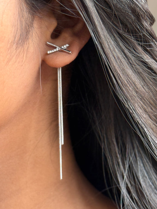 2-in-1 Anti-Tarnish Silver Dangling Earrings