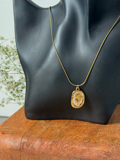 Rose Embedded Anti-Tarnish Pendant