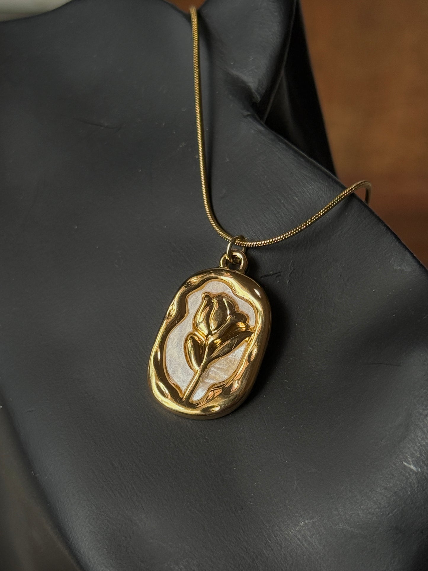 Rose Embedded Anti-Tarnish Pendant