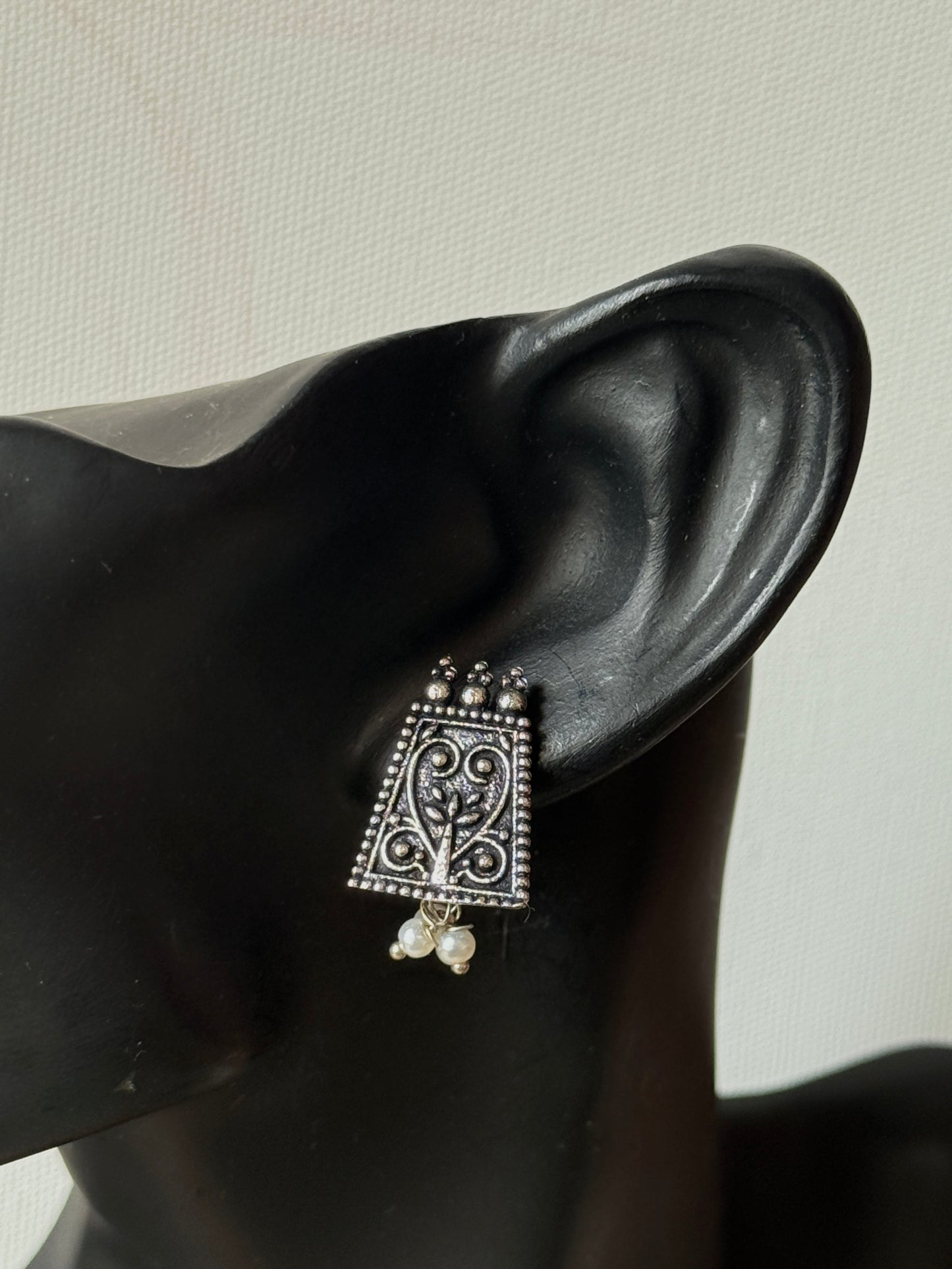 Oxidised Minimal German Silver Earrings