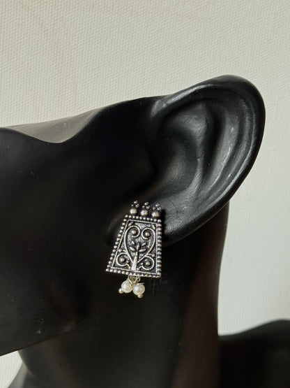 Oxidised Minimal German Silver Earrings