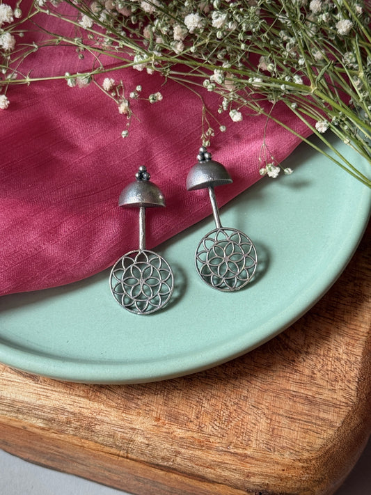 German Silver Chakra Design Earrings