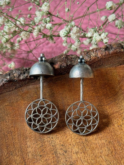 German Silver Chakra Design Earrings