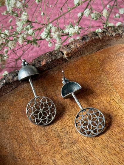 German Silver Chakra Design Earrings