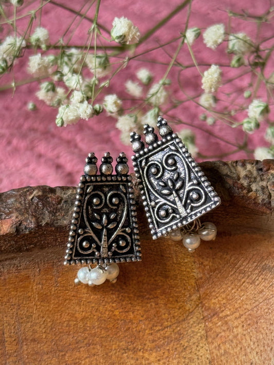Oxidised Minimal German Silver Earrings