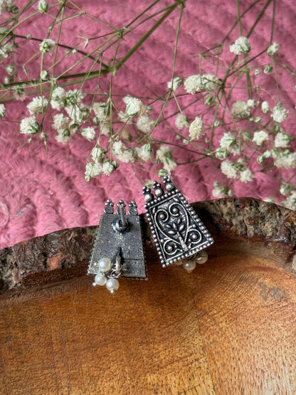 Oxidised Minimal German Silver Earrings