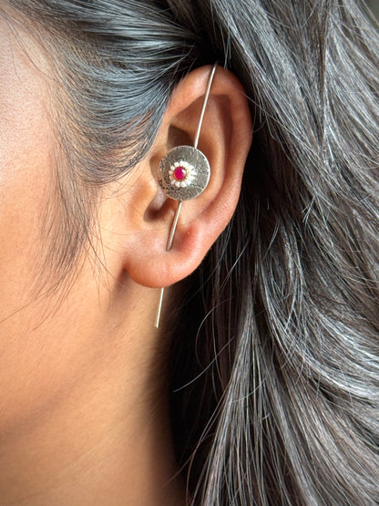 In-Ear Red Flower Ear Cuff