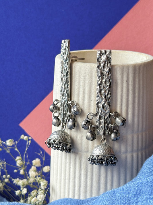 Silver Lookalike Statement Jhumka Earrings