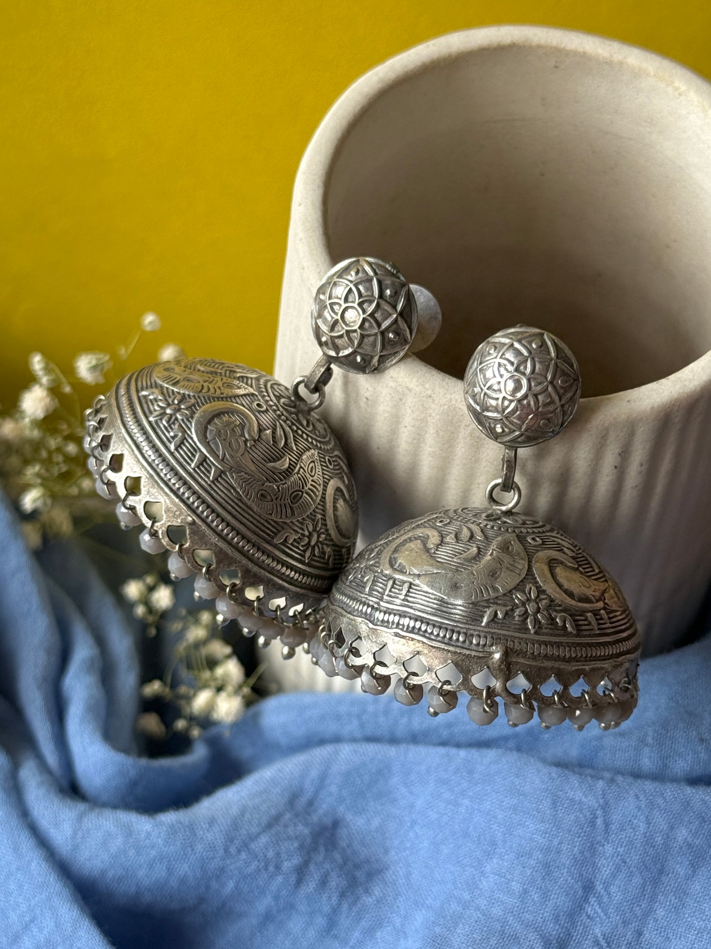 Lightweight Engraved Jhumkas