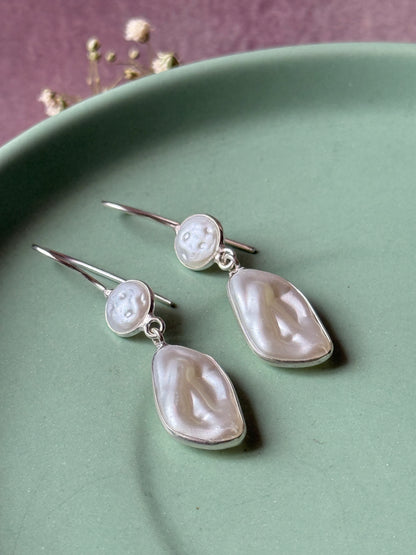 White Minimalist Statement Earrings