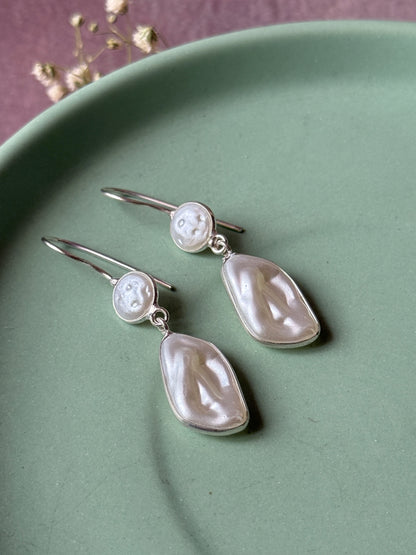 White Minimalist Statement Earrings