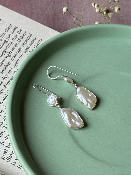White Minimalist Statement Earrings