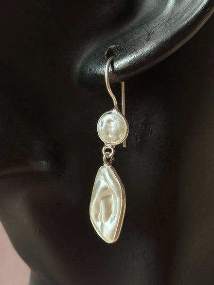 White Minimalist Statement Earrings