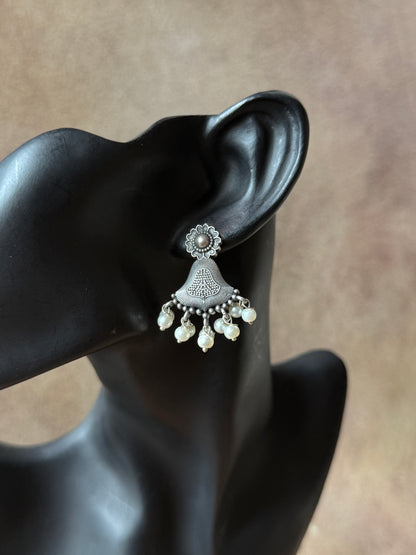 Antique German Silver Pearl Earrings – Timeless Elegance