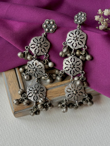Antique Drop Long Earrings with Ghungroo