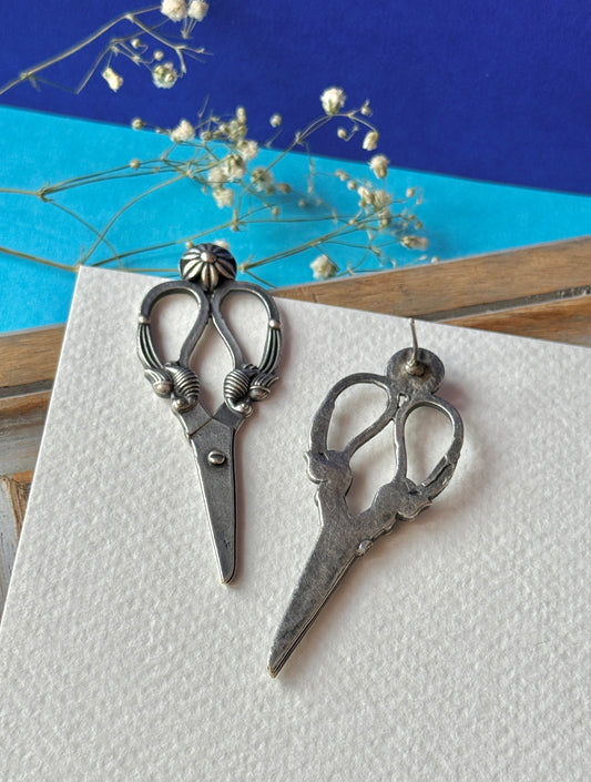 Scissor-Inspired Silver Replica Earrings – Quirky Elegance