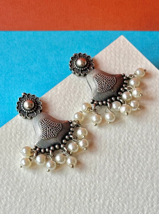 Antique German Silver Pearl Earrings – Timeless Elegance