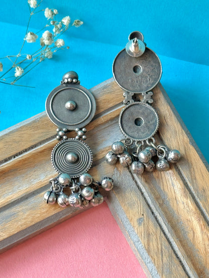 Brass Contemporary Ghungroo Embedded Earrings – Chic & Playful
