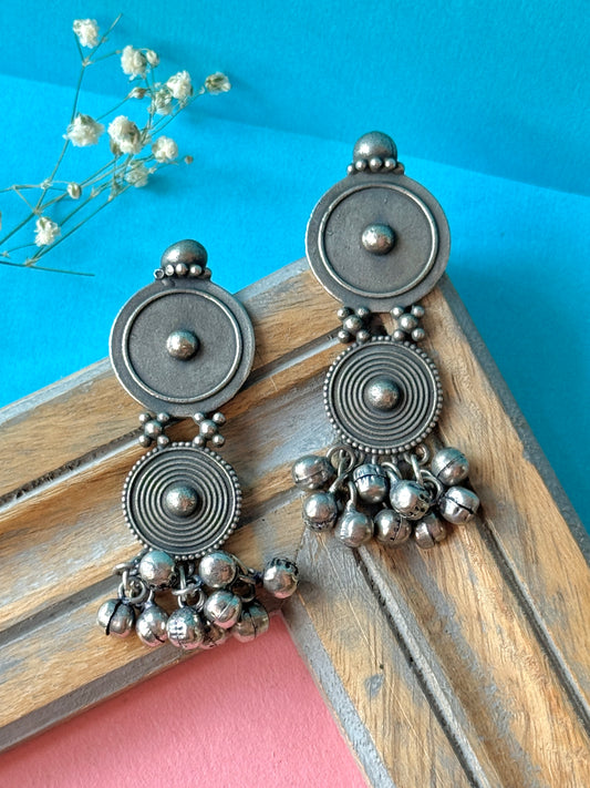 Brass Contemporary Ghungroo Embedded Earrings – Chic & Playful