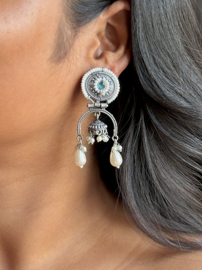 Silver Lookalike Hanging Jhumki Earrings