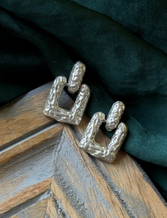 Hand-Crafted German Silver Statement Earrings