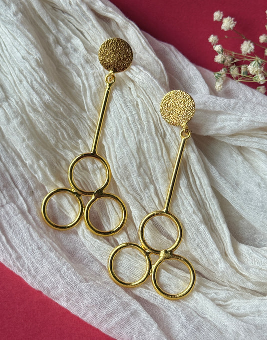 Anti-Tarnish Brass Tri-Circle Earrings