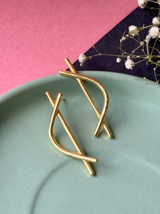 Anti-Tarnish Brass Contemporary D-Shaped Earrings