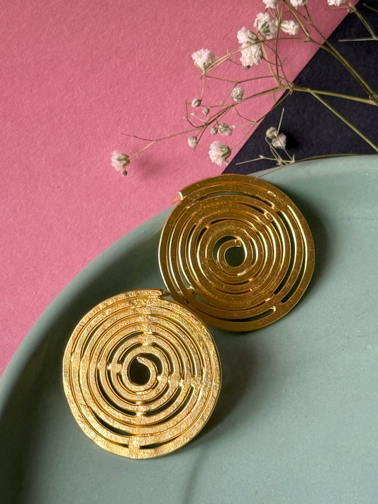 Anti-Tarnish Brass Contemporary Circular Earrings